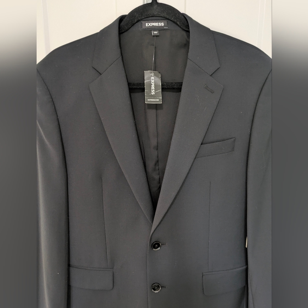 Express Men’s Black Extra Slim Fit Wool-Blend Modern Tech Suit Jacket Formal 38S - Picture 5 of 16